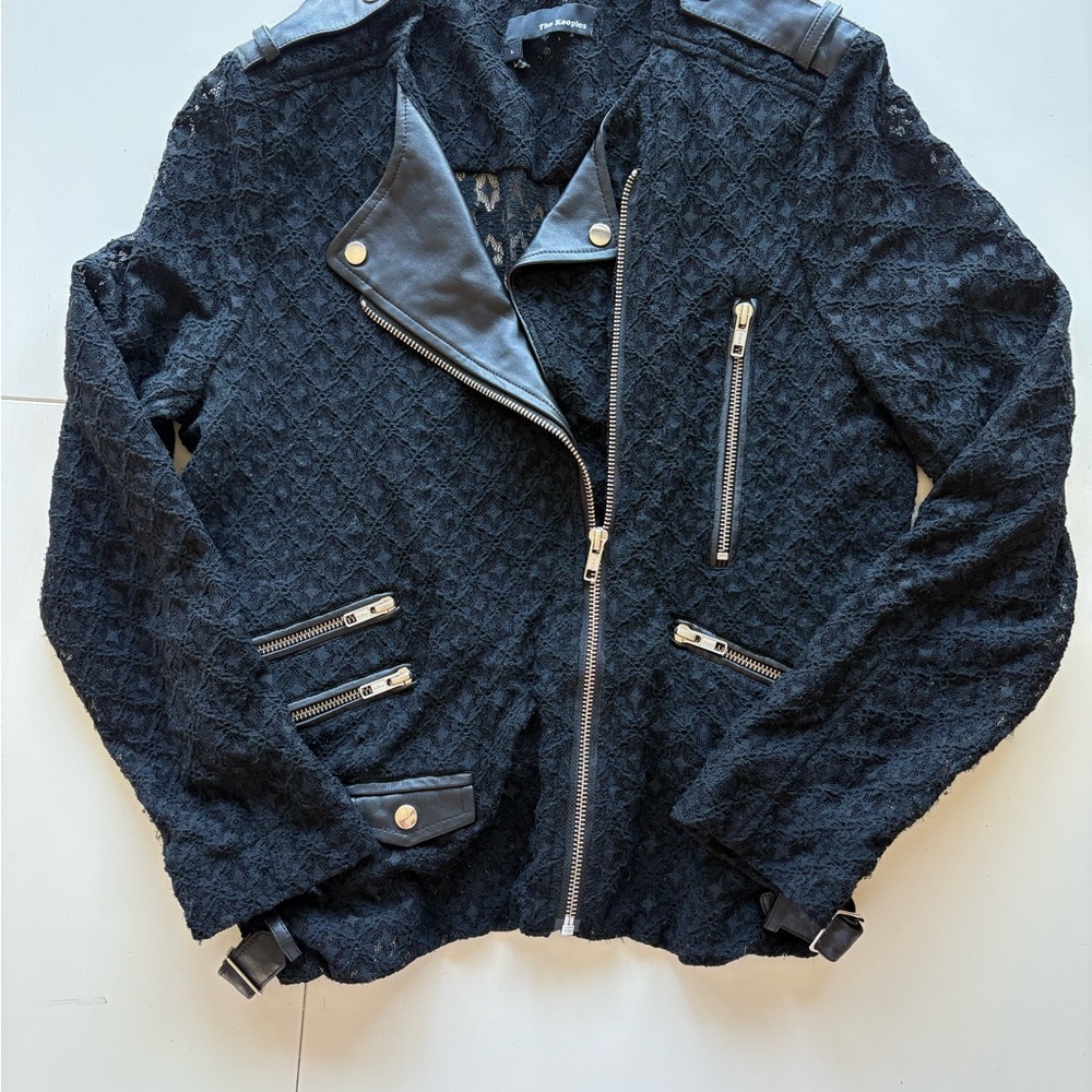 The Kooples Black Textured Leather Jacket